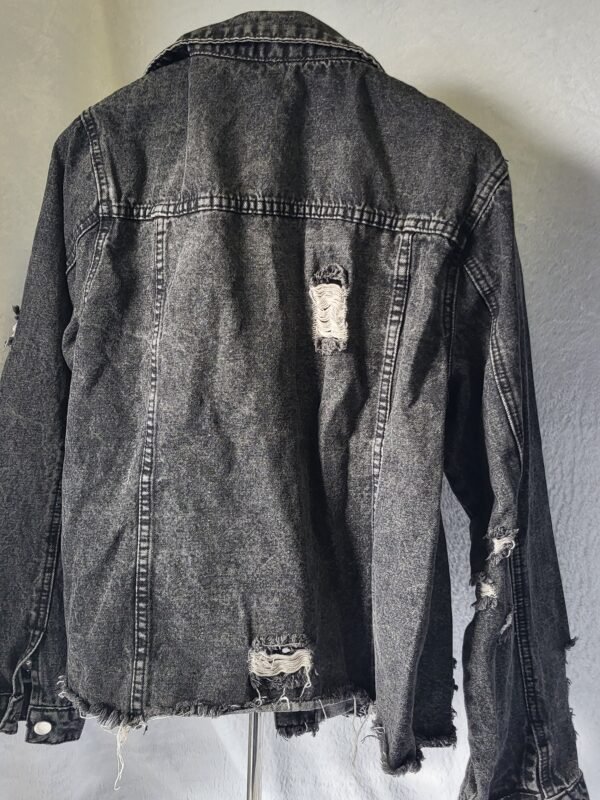 Black Distressed Denim Jacket (Fits M/L)